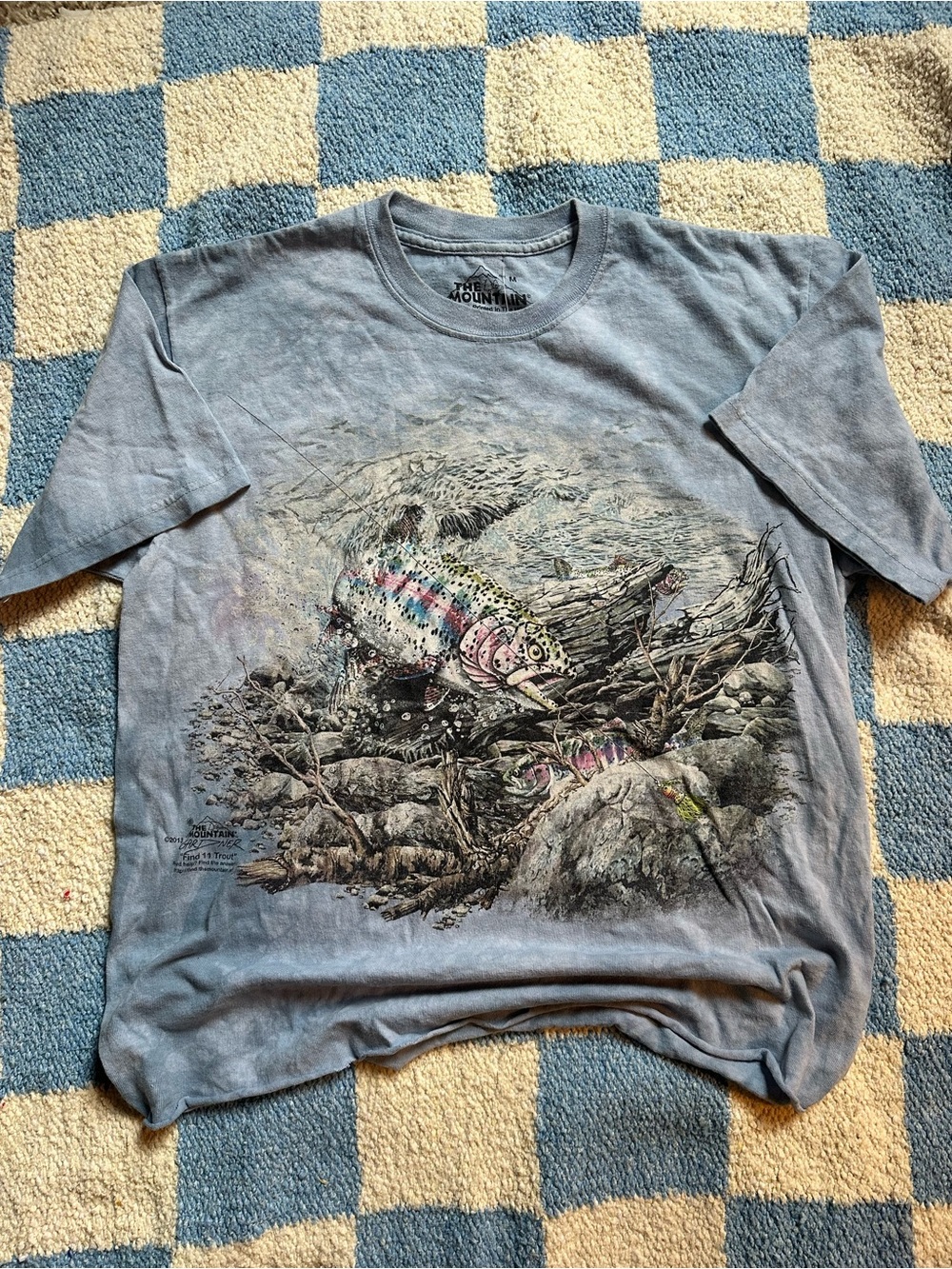 The Mountain Blue Graphic Trout T-Shirt - Blue (find the fish)
